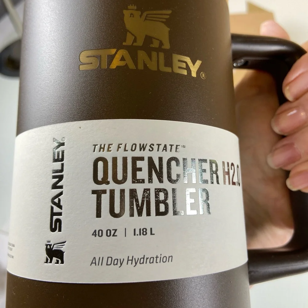 New Stanley Brown Travel Tumbler with Amber-Gold Accents - Picture 4 of 11